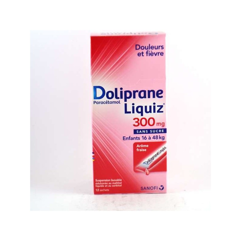 Dolipraneliquiz 300 mg SANS SUCRE, suspension buvable en sachet édulcorée au maltitol liquide et au sorbitol