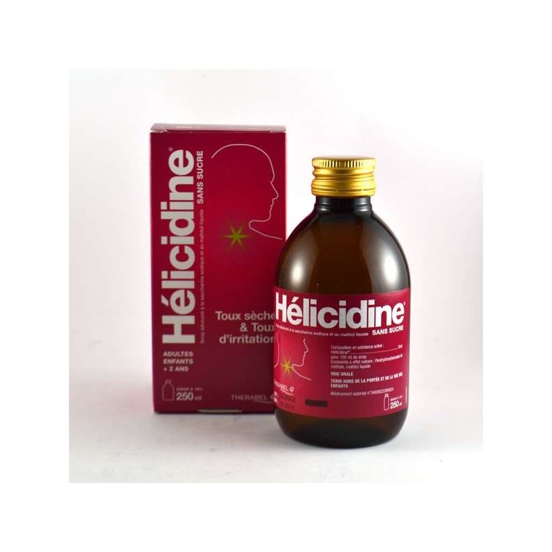 Helicidine Sirop Sans Sucre 250ML Therabel pour la Toux Sèche