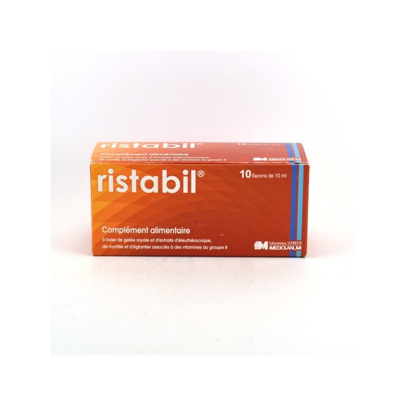 Ristabil Complément Alimentaire A Base De Gelée Royale - Extraits D'Eleuthérocoque, Boite De 10 Flacons De 10 ml