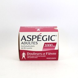 Aspégic Adultes Aspirine 1000 mg, Douleurs et Fièvre, 20 Sachets-Dose
