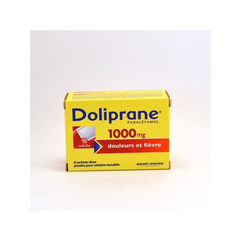 Doliprane Paracetamol (1,000 mg) Single-Dose Sachets – pain and fever relief – Pack of 8