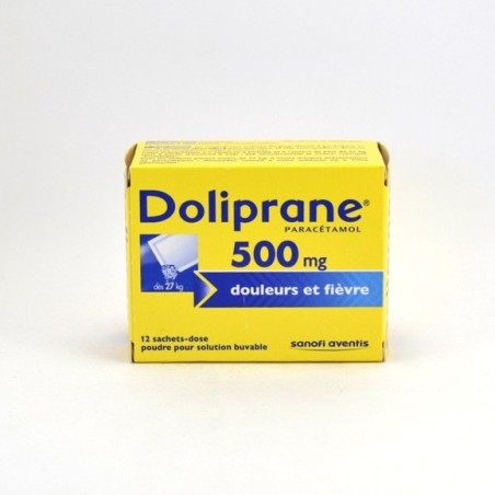 Doliprane Paracetamol 500 mg Single-Dose Sachets – pain and fever relief – Pack of 12