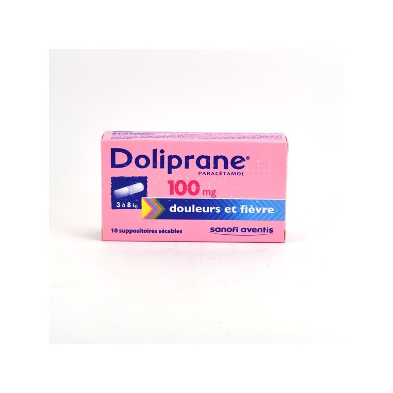 Doliprane Paracetamol 100 mg Baby Suppositories (3-8 kg) – Pack of 10