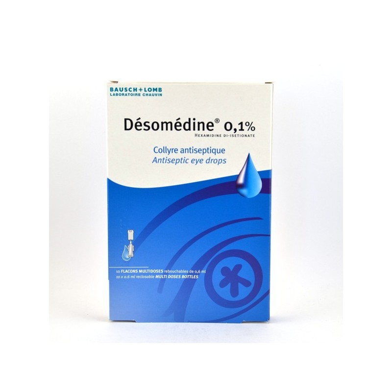 Désomédine 0.1% Antiseptic Eye Drops – 10 x 0.6 ml Multi-Dose Vials Bausch+Lomb