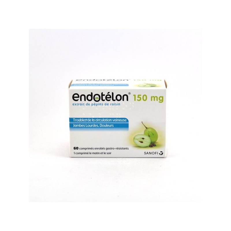 Endotélon 150mg, Estrait de Pépin de Raisin 150mg - Jambes Lourdes - Douleurs, 60 Comprimés