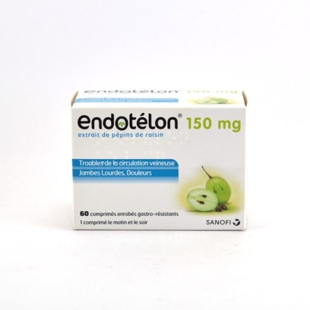 Endotélon 150mg, Estrait de Pépin de Raisin 150mg - Jambes Lourdes - Douleurs, 60 Comprimés