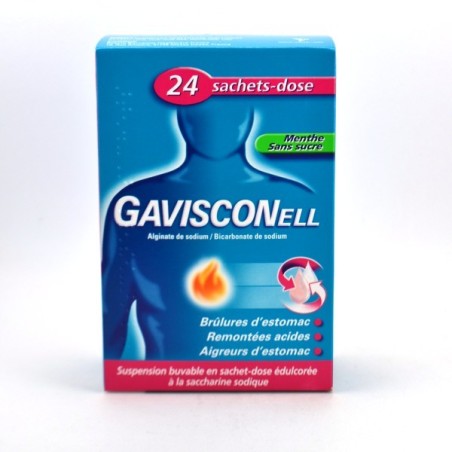 Gavisconell Menthe Sans Sucre Sachet Dose Gaviscon, Boite de 24