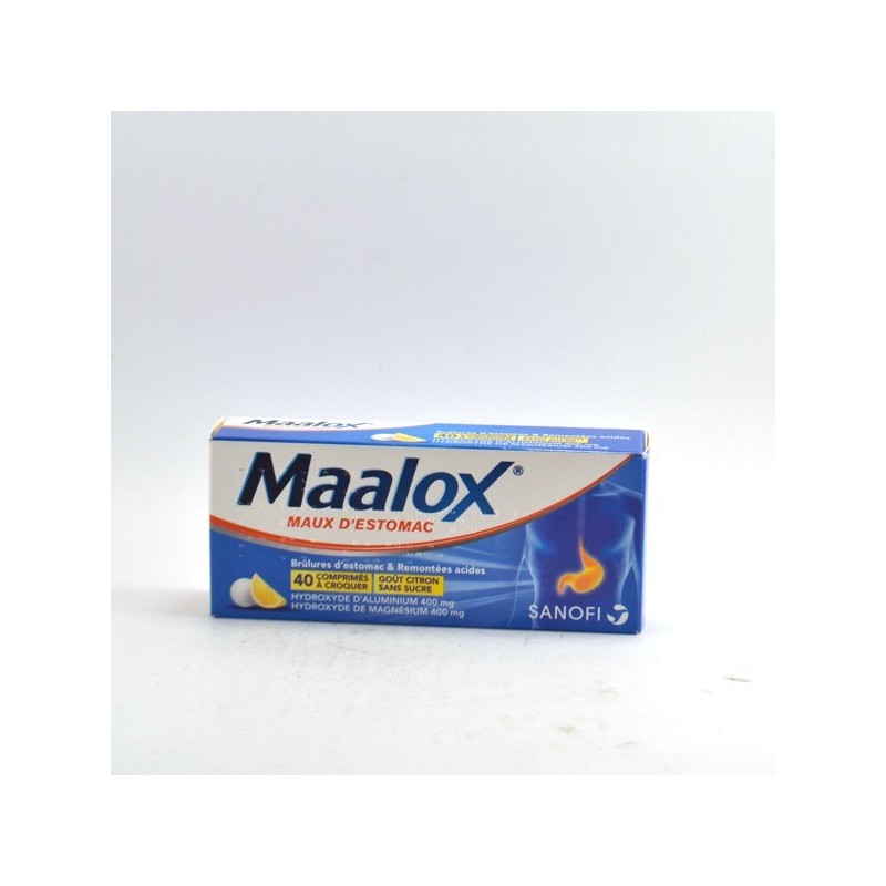 Maalox Chewable Tablets (Sugar-Free Lemon Flavour) – to relieve stomach problems –  Pack of 40 Sanofi Aventis