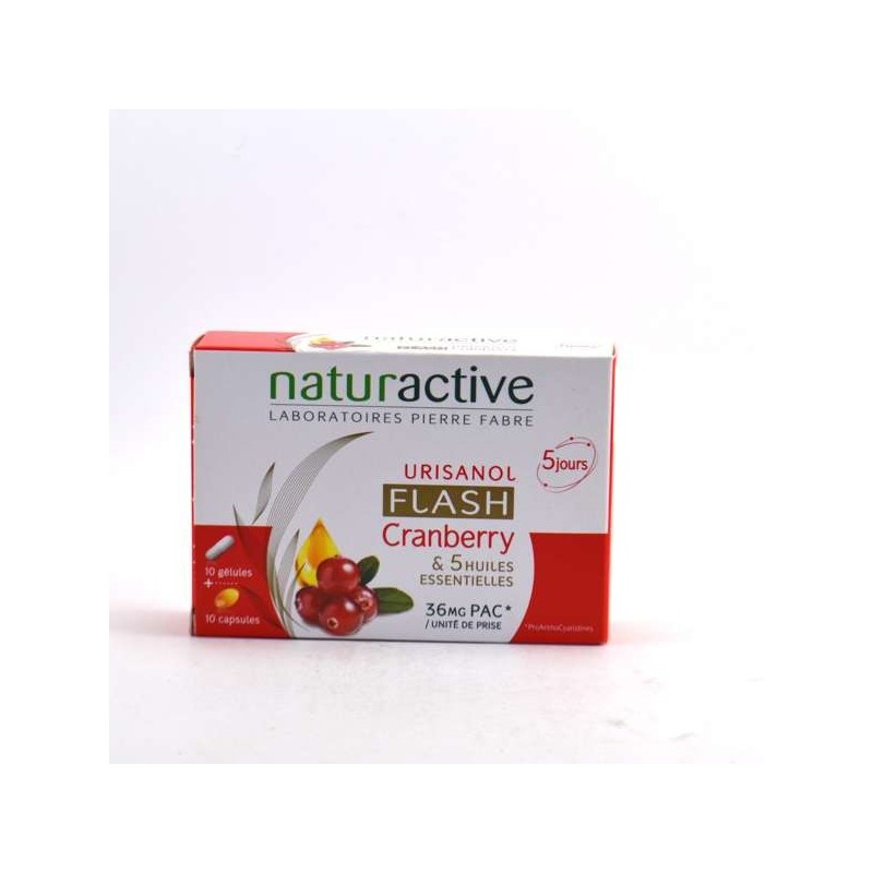Gênes Urinaires Récidivantes Naturactive URISANOL Flash, 10 Gélules+ 10 capsules