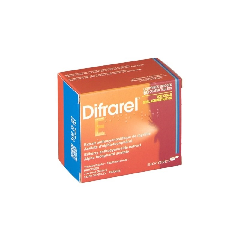 Difrarel E Extrait de Myrtille et Vitamine E, Boite de 60