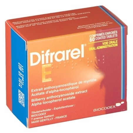 Difrarel E – Bilberry Extract and Vitamin E – Pack of 60 Tablets