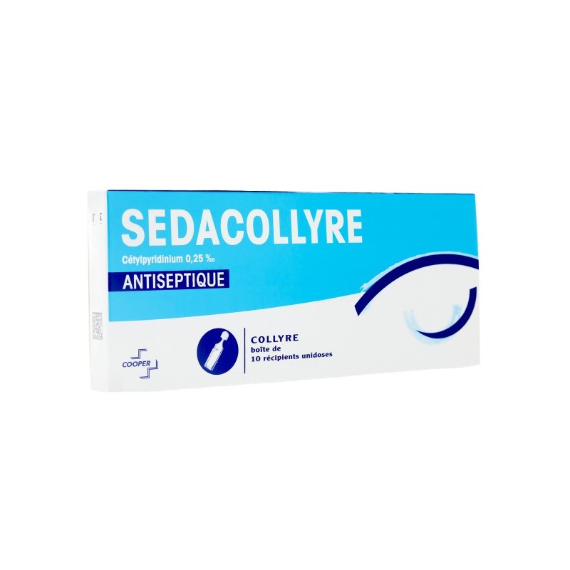 Sedacollyre, Cétylpyridinium 0.25%, Antiseptique - Cooper, Collyre 10 Récipients Unidoses