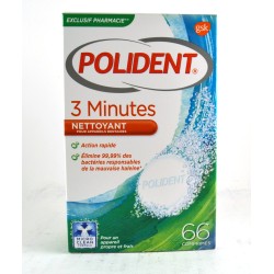 Polident 3 Minutes Nettoyant Pour Prothèses Dentaires Formule 3 en 1 Microclean - 66 Comprimés - GSK