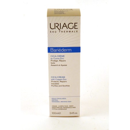 Uriage - Eau Thermale - Bariéderm - Cica- Crème Au Cuivre De Zinc  - Peaux Fragilisées - 100ml