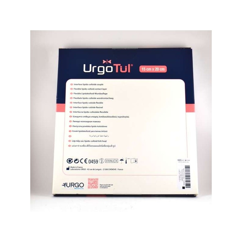 Pansement Interface - tulle UrgoTul - Urgo, 10 Pansements de 15x20 cm - Tulle Cicatrisant Lipîdocolloide