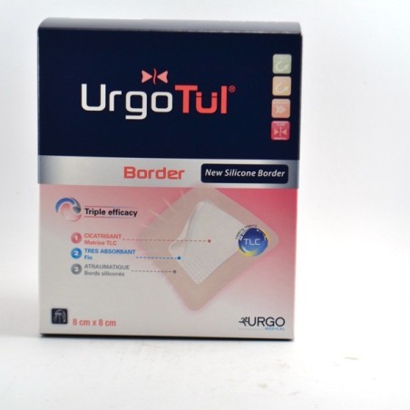 UrgoTul Border - Silicone Border 8x8 cm - Pansement Hydrocellulaire Adhésif - 16 Pansements