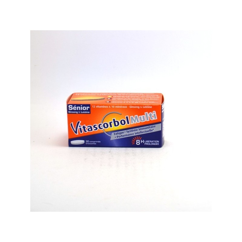 Vitascorbol Multi Sénior, 12 Vitamines et 10 Minéraux - 30 Comprimés à Croquer