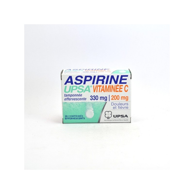 Aspirine UPSA Vitamine C, Douleurs et Fièvre, 20 Comprimés Effervescents