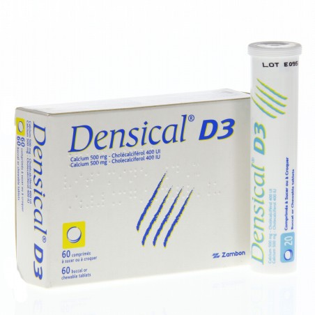  Densical Vitamin D3, Calcium and Vitamin D deficiency, 3 tubes of 20 tablets to chew or suck Densical