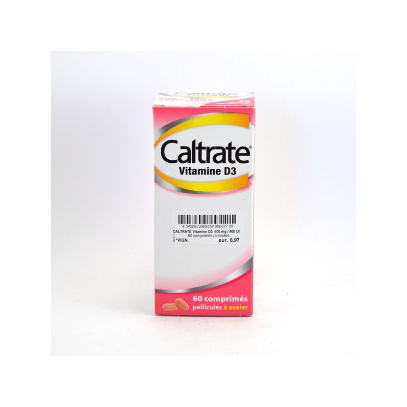 Caltrate Vitamine D3 600 mg/ 400 UI, 60 Comprimés Pelliculés à Avaler
