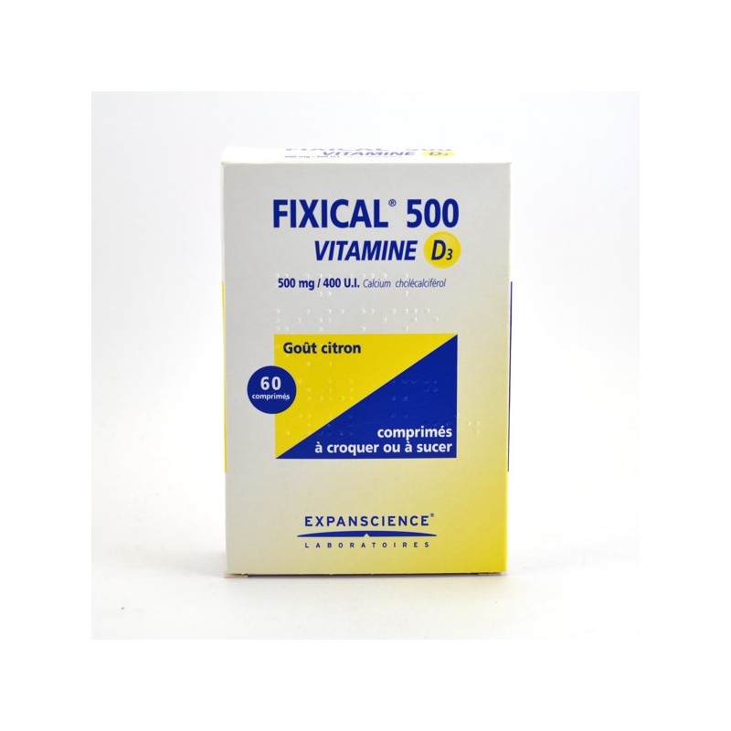 Fixical 500mg/400 UI Vitamine D3, 60 Comprimés Goût Citron