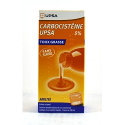Carbocisteine Upsa 5 % Toux Grasse Sirop Adulte 200ML Sans Sucre Encombrement Des Bronches
