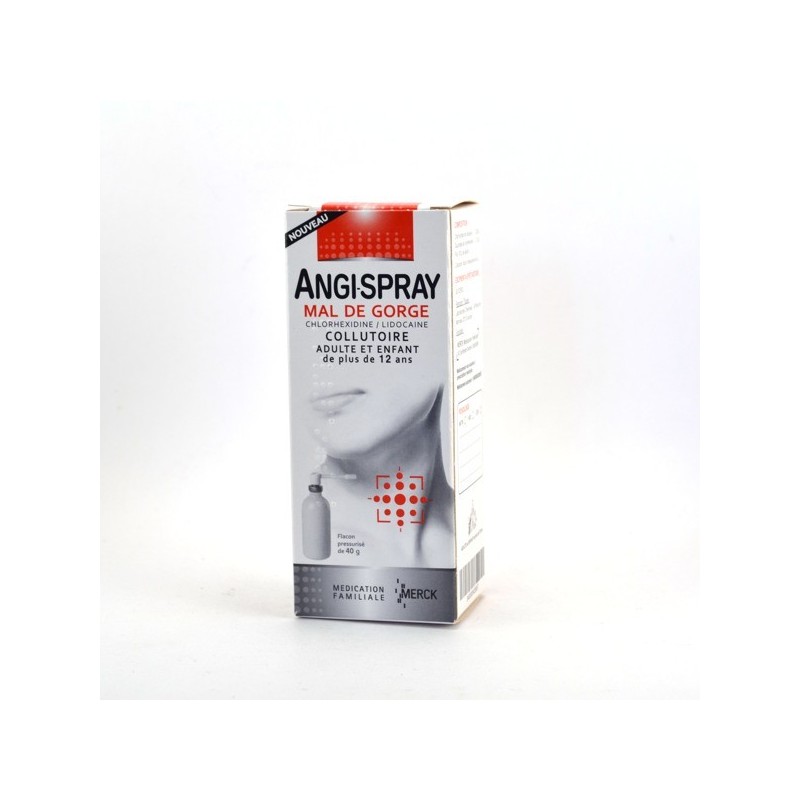 AngiSpray Maux De Gorge Collutoire Adulte, Flacon 40g Chlorhexidine 0.1/ Lidocaine 0.25