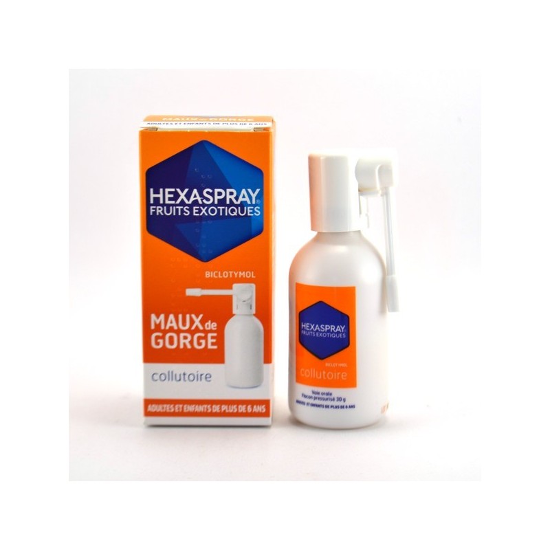 Hexaspray Adultes et Enfants, Maux de Gorge, Fruits Exotiques - Collutoire, Flacon Pressurisé, 30 g