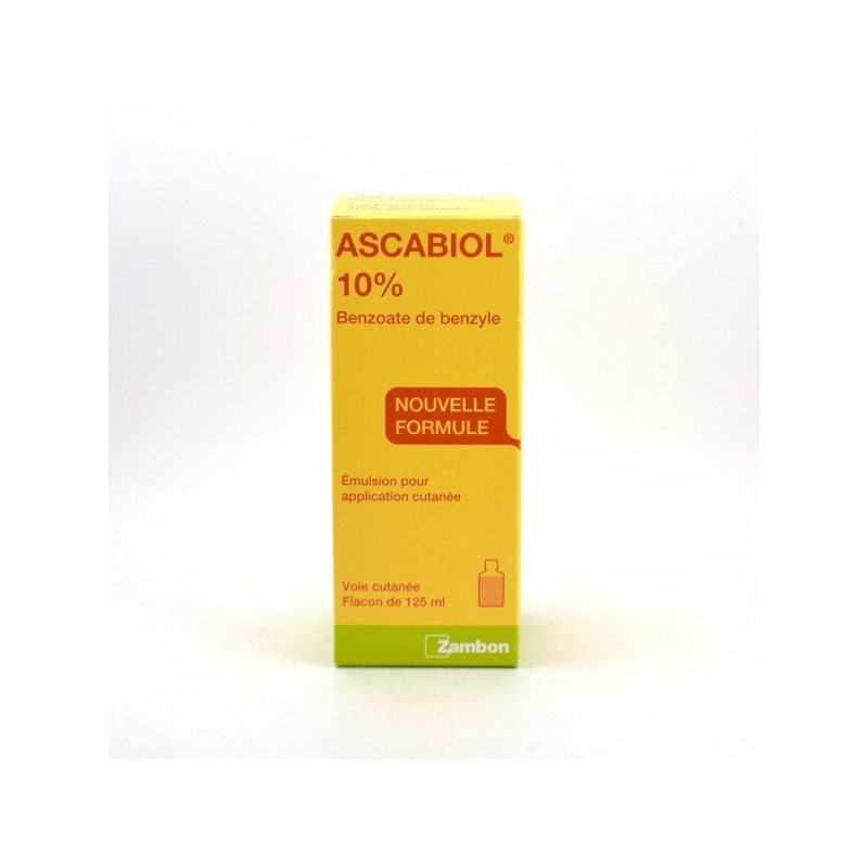 Ascabiol 10%, Benzoate de Benzyle, Emulsion pour Application Cutanée - Zambon, Flacon de 125 ml traitement de la gale et aoutats