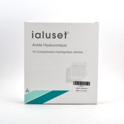 Ialuset Acide Hyaluronique Tulle Compresse Imprégnée 10cmx10cm, Boite de 10