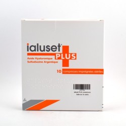 Ialuset Plus Acide Hyaluronique Et Sulfadiazine Argentique Tulle Compresse Imprégnée 10cmx10cm, Boite de 10