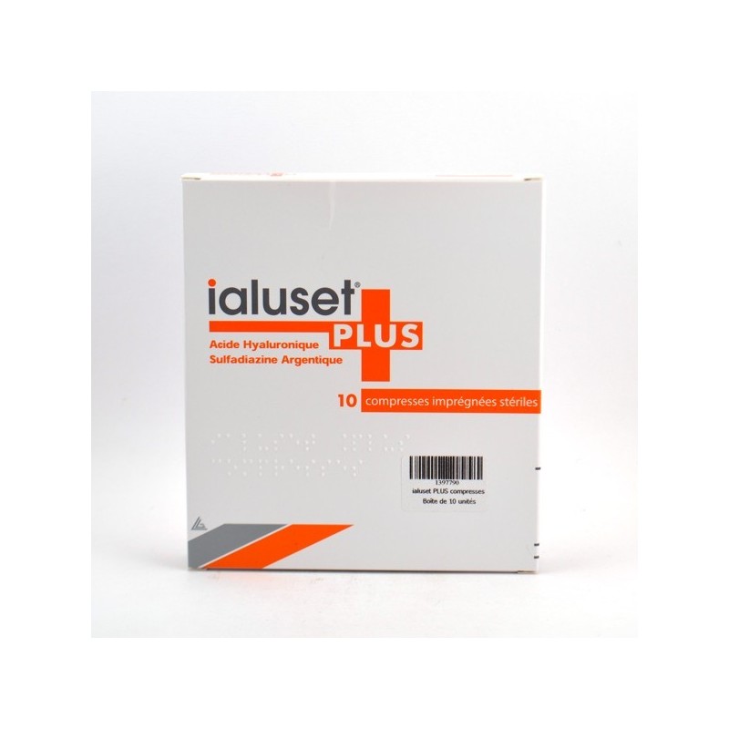  Ialuset Plus Hyaluronic Acid & Silver-based Sulfadiazine Dressing Pack, 10x10cm, box of 10 Ialuset