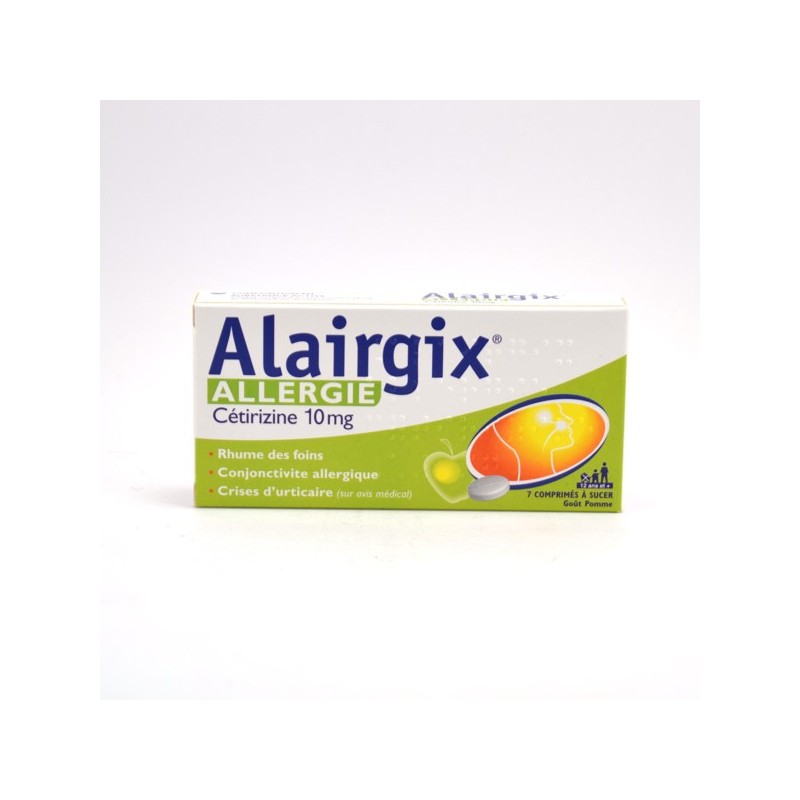 Alairgix Allergie Cétirizine 10mg, Boite de 7 Comprimés A Sucer