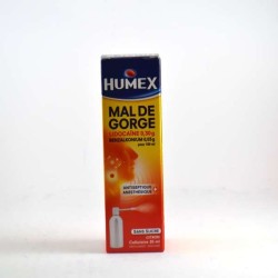 Humex Mal De Gorge, Collutoire, Lidocaine 30%/ Benzalkonium 3% ,Collutoire Flacon pressurisé 35ml, Sans Sucre, Citron