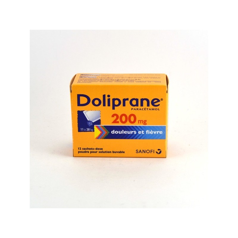 Doliprane Paracétamol 200mg Sachet-Dose 11 à 38 kg, Boite de 12