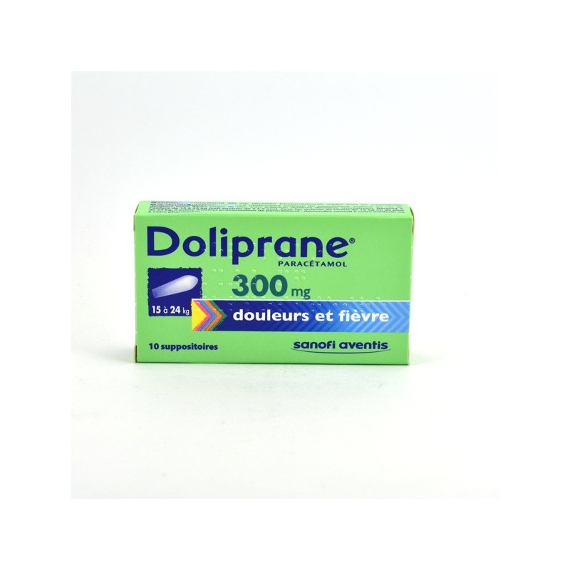 Doliprane 300 mg Suppositoire 15 à 24 kg, Boite de 10