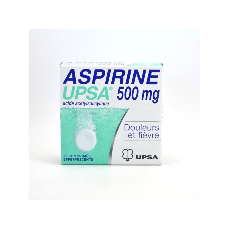 Aspirine UPSA 500 mg, Effervescent, Boite de 20 Comprimés