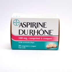  Aspirine du Rhône – Chewable Aspirin (500mg) Tablets – Pack of 20 Bayer