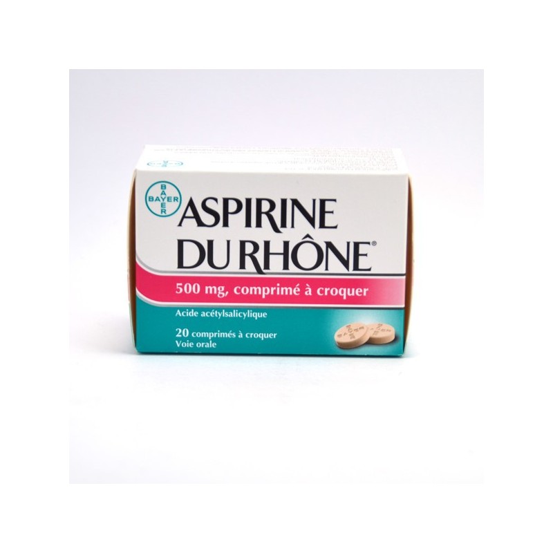  Aspirine du Rhône – Chewable Aspirin (500mg) Tablets – Pack of 20 Bayer