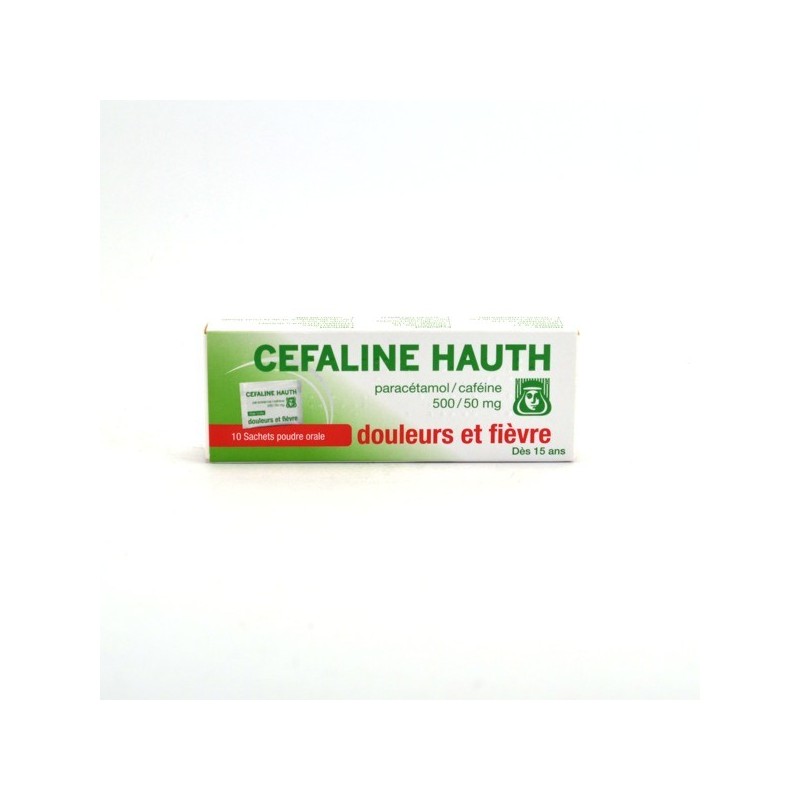 Céfaline Hauth Paracétamol 500 mg/Caféine 50 mg, 10 Sachets Poudre Orale