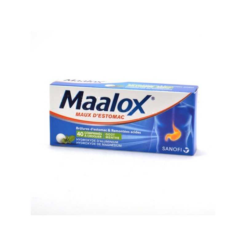 Maalox Maux d'Estomac Comprimé A Croquer Goût Menthe, Boite de 40