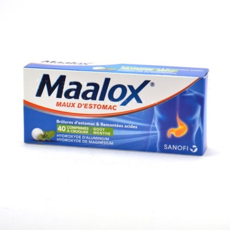 Maalox Chewable Tablets (Mint Flavour) – to relieve stomach problems –  Pack of 40 Sanofi Aventis