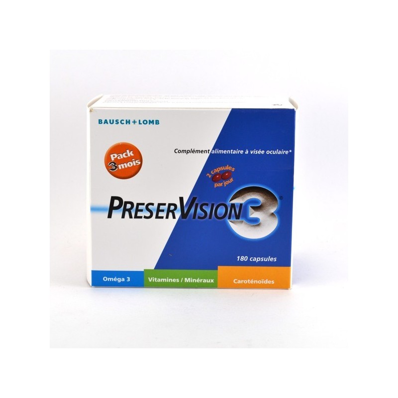 PreserVision 3 -Complément Alimentaire Yeux - 180 Capsules - 3 Mois