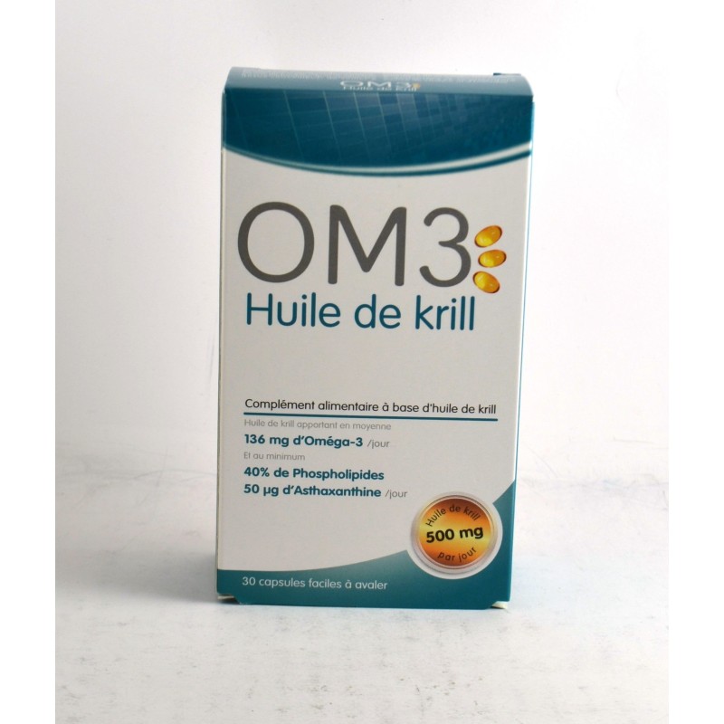 Huile De Krill Riche En Omega 3 OM3, 30 Capsules