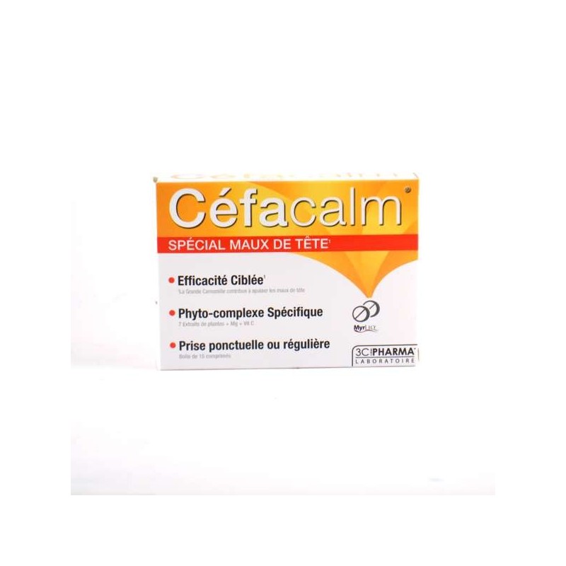 Céfacalm- - Special Headache - Migraines - 3C Pharma - Box 15 Tablets 3 Chênes