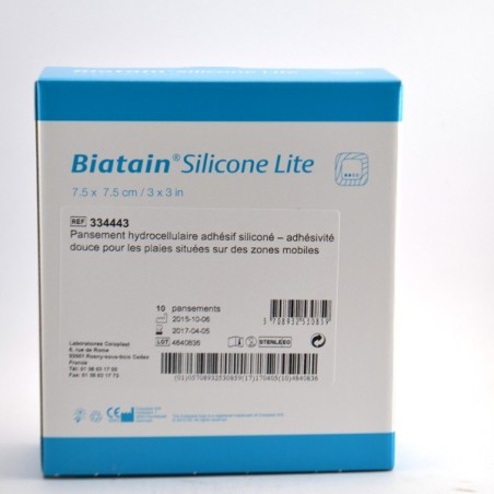  Biatain Silicone Lite, 10 Hydrocellular Adhesive Silicone Dressings 7.5 x 7.5 cm Biatain Silicone Lite