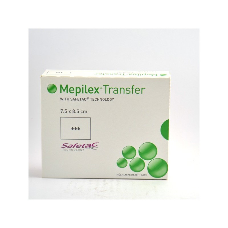 Mepilex Transfer, 10 Pansements Hydrocellulaires Siliconés de 7.5 x 8.5 cm