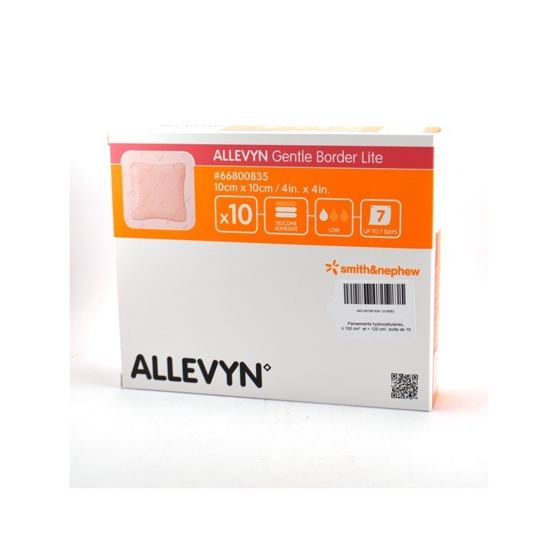 ALLEVYN Gentle border lite 10 Pansements de Mousse Hydrocellulaire Adhésif - Smith&Nephew - 10x10cm