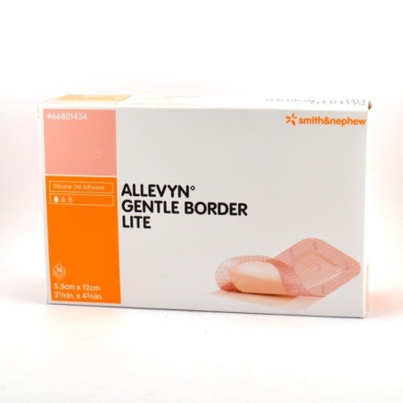 ALLEVYN Gentle Border Lite 5.5cmx12cm -10 Pansements de Mousse Hydrocellulaire Adhésif - ALLEVYN Smith&Nephew