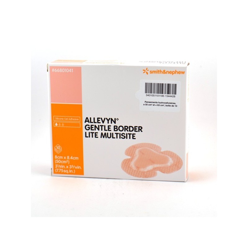  ALLEVYN Gentle Border Lite Multisite 10 Adhesive Hydrocellular Foam Bandages - Smith&Nephew 8cmx8.4cm Allevyn